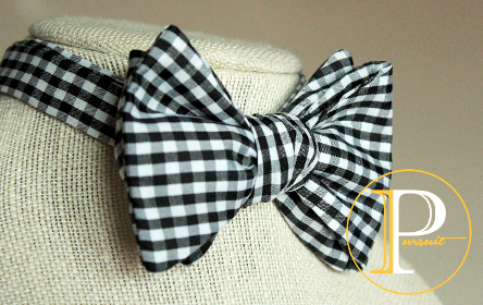 Plaid Black and White Pursuit Bowtie